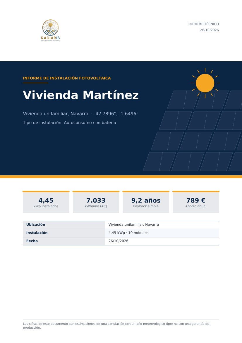 Portada del informe técnico