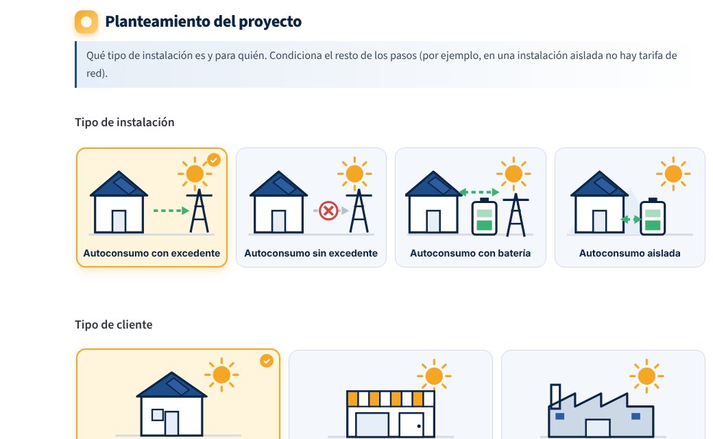 Paso 1: tipo de instalación y de cliente